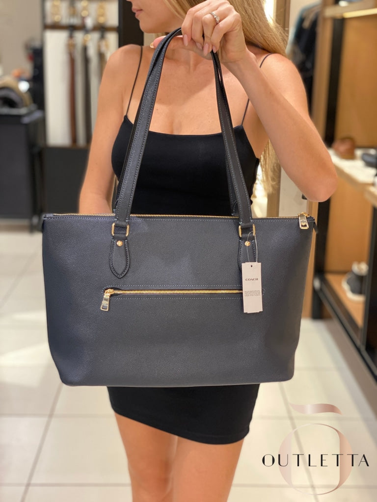 Gallery Tote In Signature Canvas - Gold/Midnight Handbags
