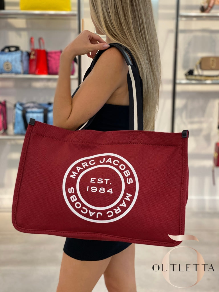 Large Disk Canvas Shopper - Savvy Red Handbags