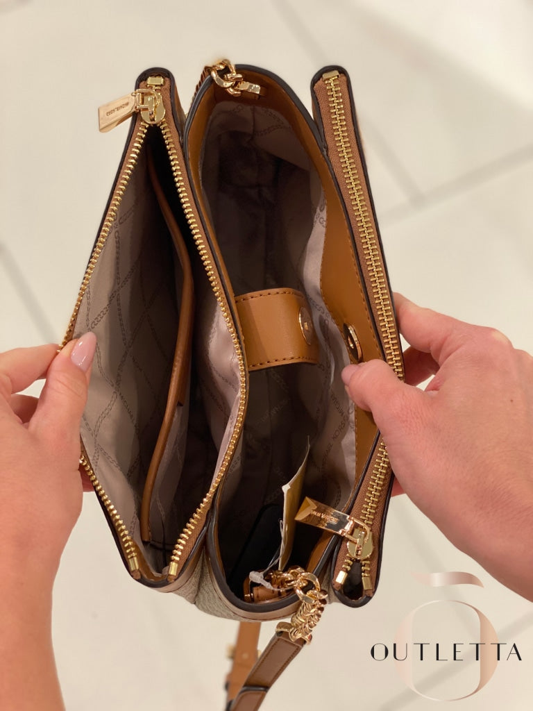 Lori Small Faux Saffiano Leather Crossbody Bag - Vanilla/Acrn Handbags
