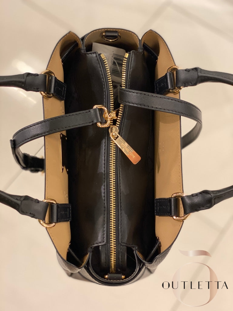 Reed Large Leather Belted Satchel - Black Handbags