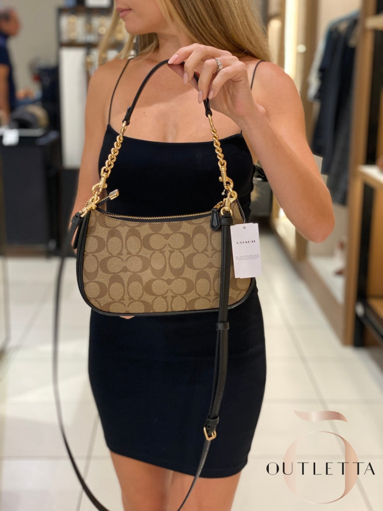 Teri Shoulder Bag - Gold/Khaki/Black Handbags