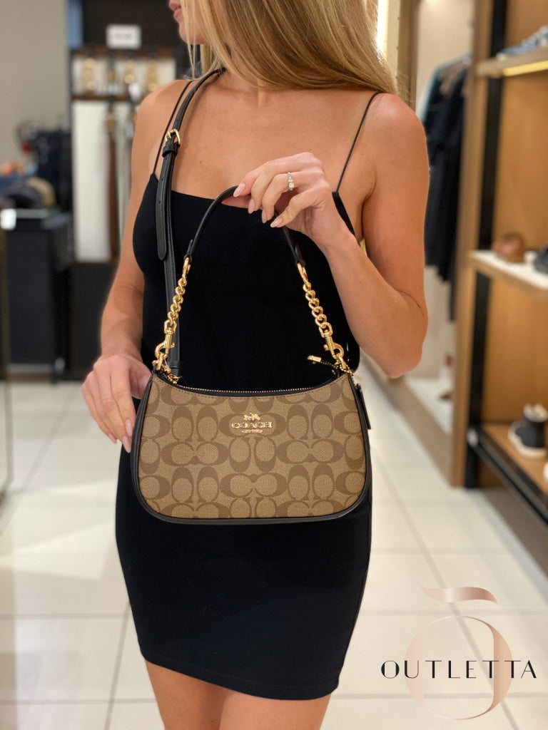 Teri Shoulder Bag - Gold/Khaki/Black Handbags