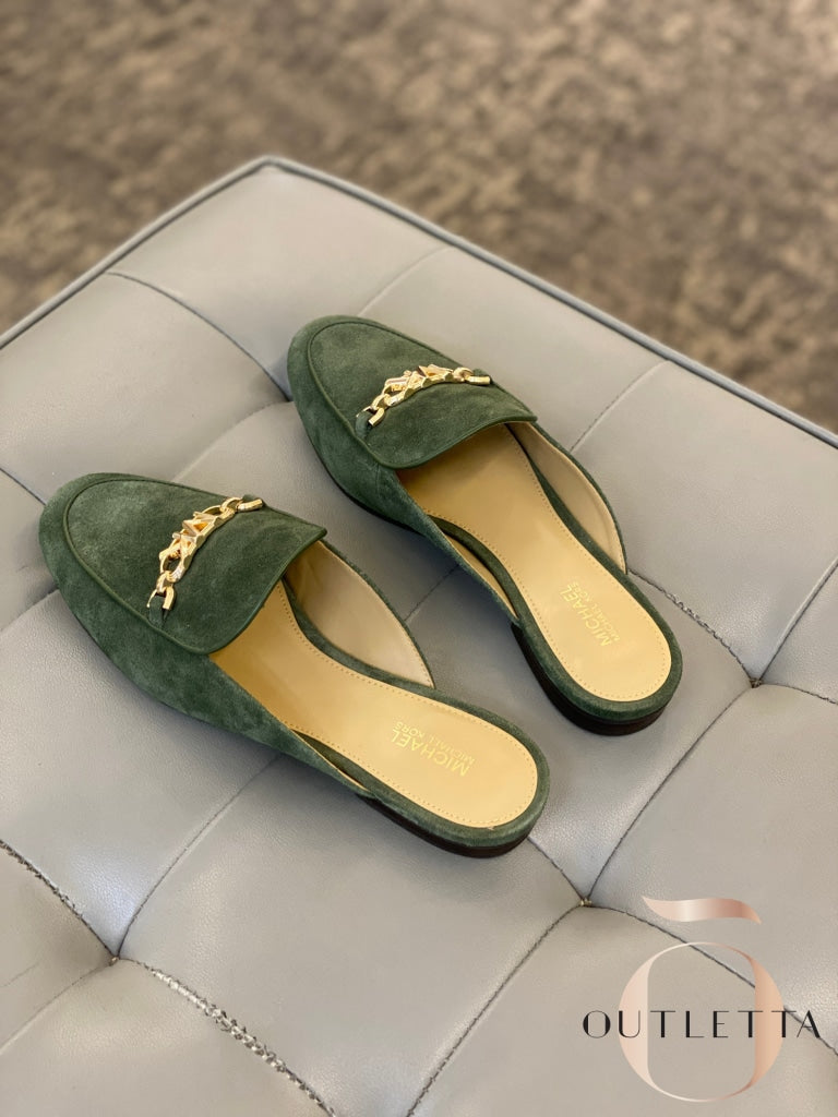 Tiffanie Slip-On Loafer Mule Flats - Amazon Green Shoes