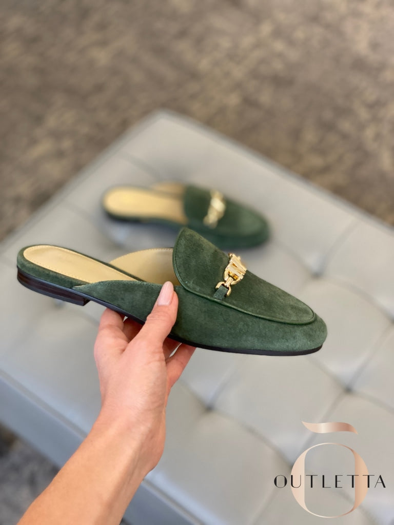 Tiffanie Slip-On Loafer Mule Flats - Amazon Green Shoes