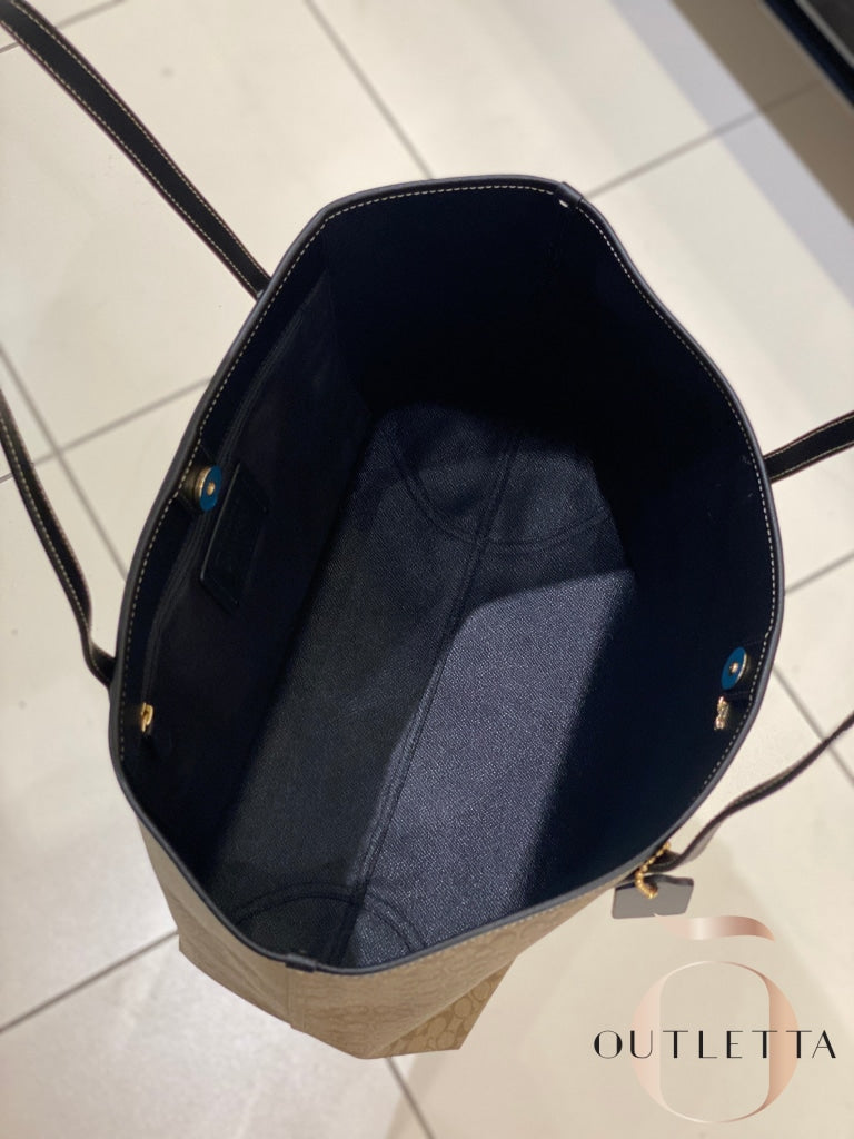 City Tote In Signature Canvas - Gold/Brown Black Handbags