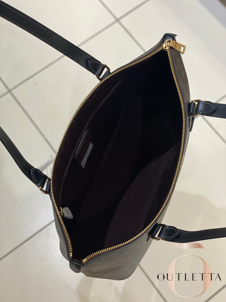 Gallery Tote In Signature Canvas - Gold/Brown Black Handbags