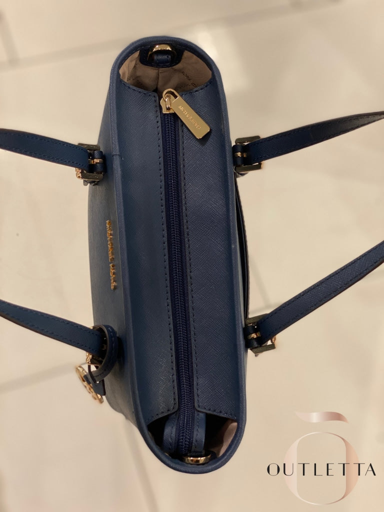 Jet Set Travel Extra-Small Saffiano Leather Top - Navy – leskinc