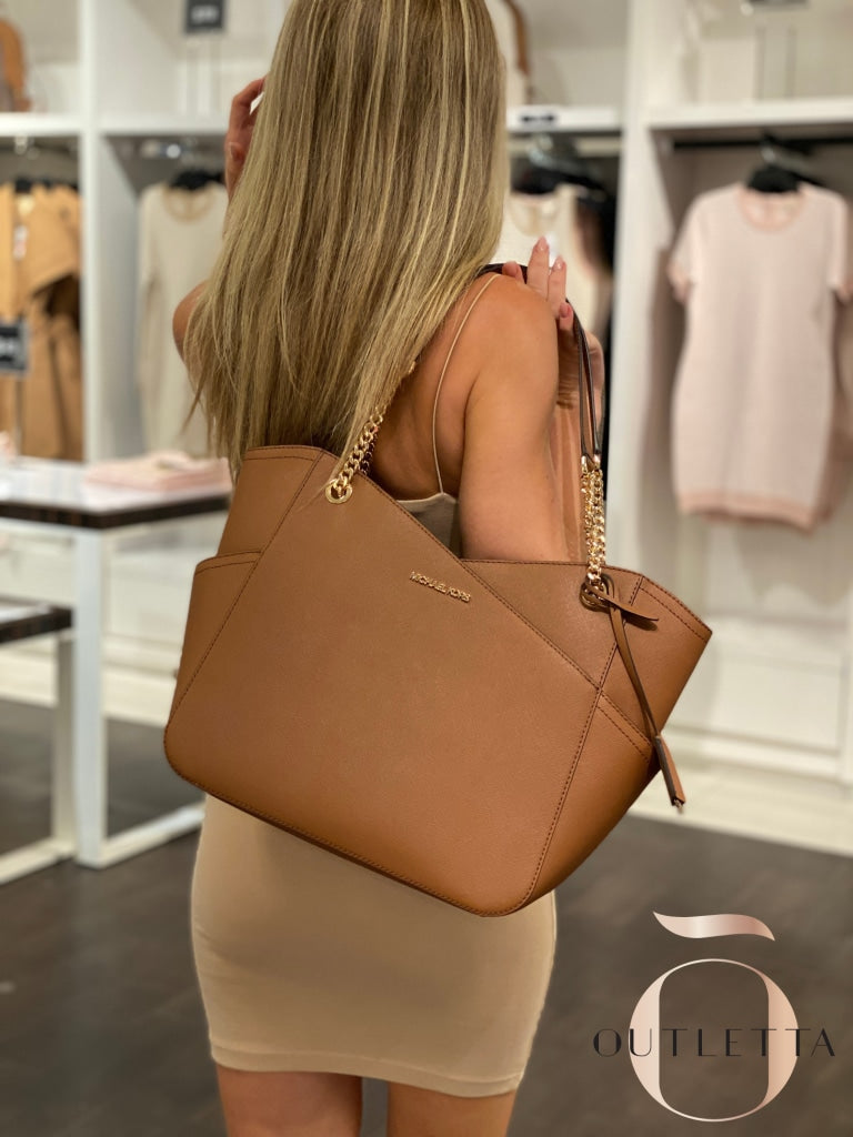 Large Chain Shoulder Tote - Luggage Handbags