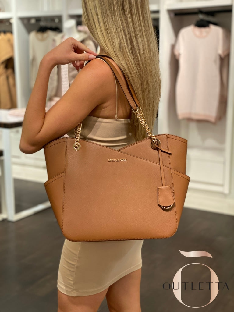 Large Chain Shoulder Tote - Luggage Handbags