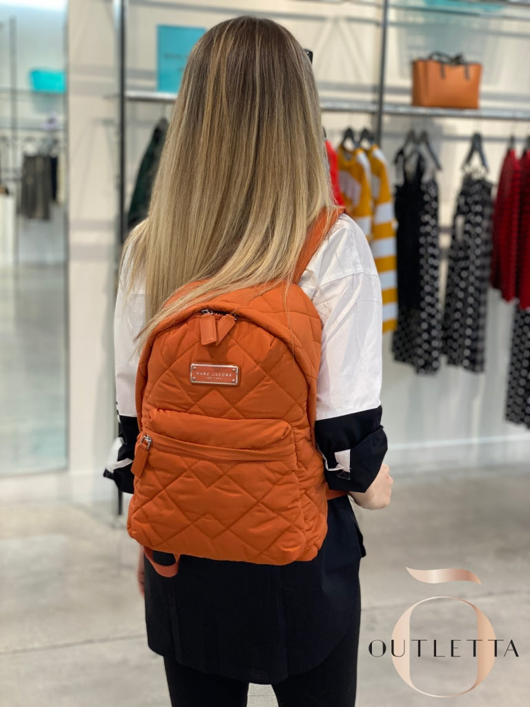 Large Quilted Nylon Backpack Mecca Orange Handbags