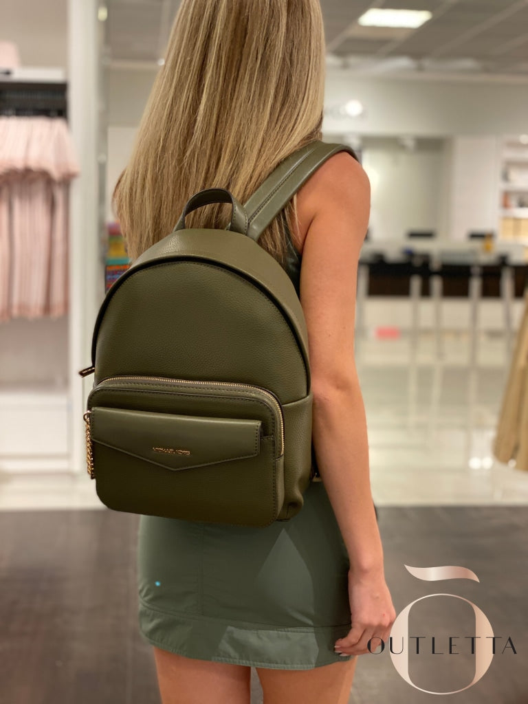 Maisie Medium Pebbled Leather 2-In-1 Backpack - Olive Backpacks