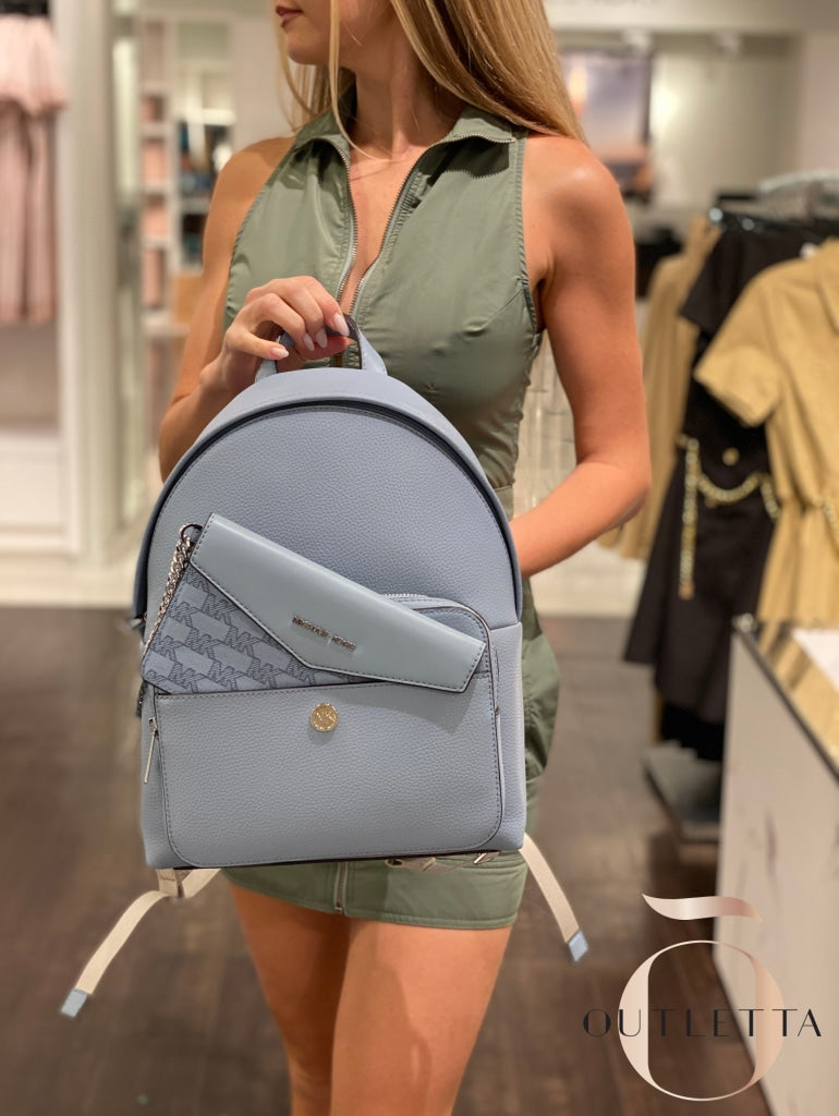 Maisie Medium Pebbled Leather 2-In-1 Backpack - Pale Blue Backpacks