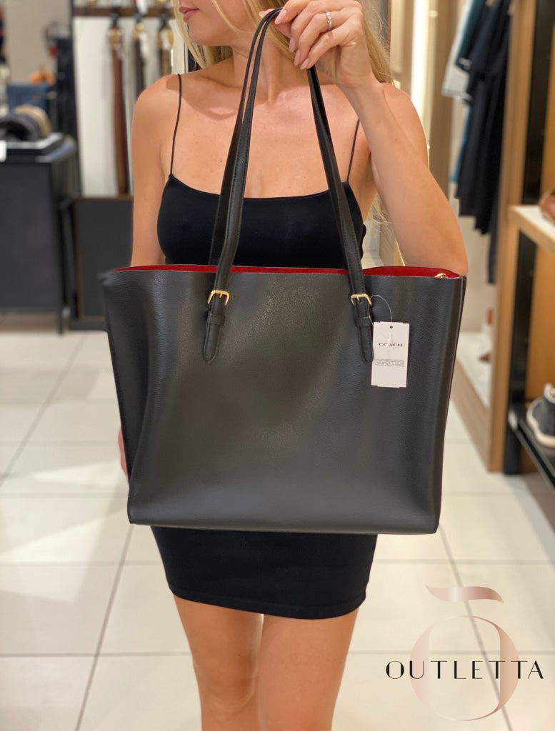 Mollie Tote Gold Black True Red leskinc