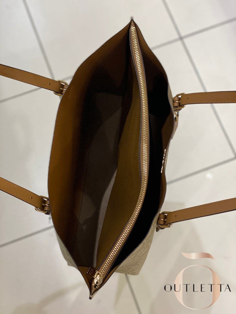 Mollie Tote In Signature Canvas - Lt Khaki/Lt Saddle Handbags