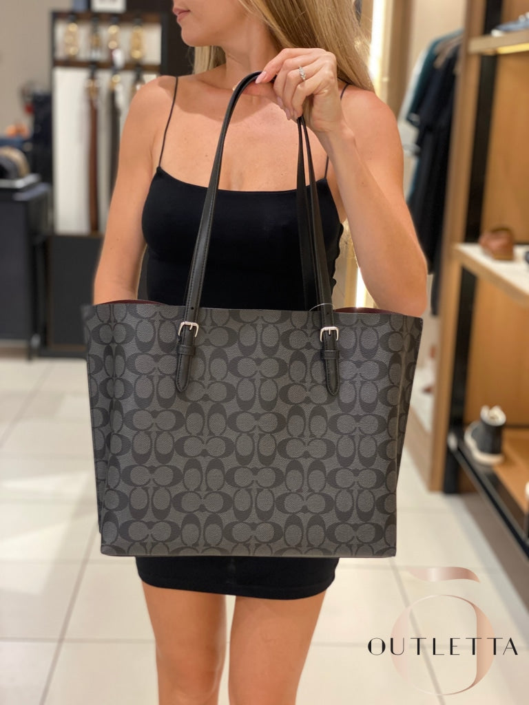 Mollie Tote In Signature Canvas - Silver/Graphite/Black Handbags