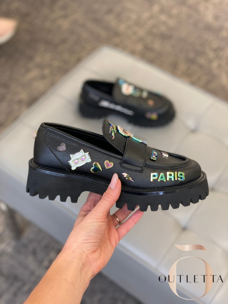 Womens Gaston Embellished Slip-On Loafer Flats - Black Shoes