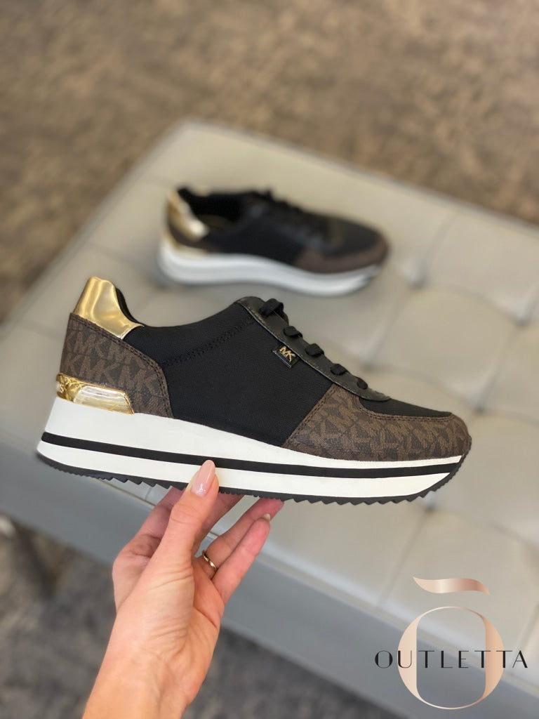 Womens Monique Trainer Lace-Up Sneakers - Brown Logo 5 Shoes