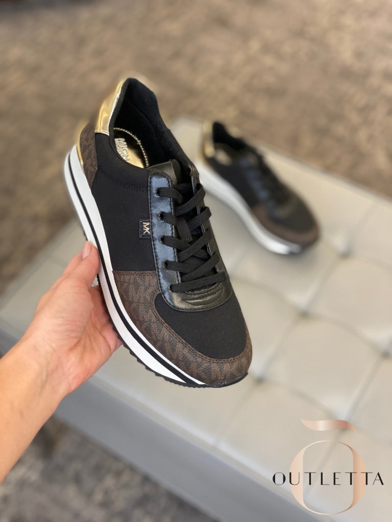 Womens Monique Trainer Lace-Up Sneakers - Brown Logo Shoes
