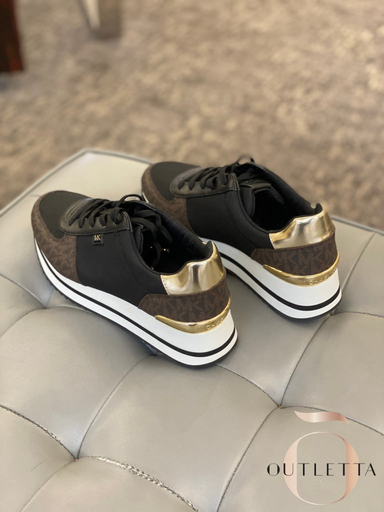 Womens Monique Trainer Lace-Up Sneakers - Brown Logo Shoes