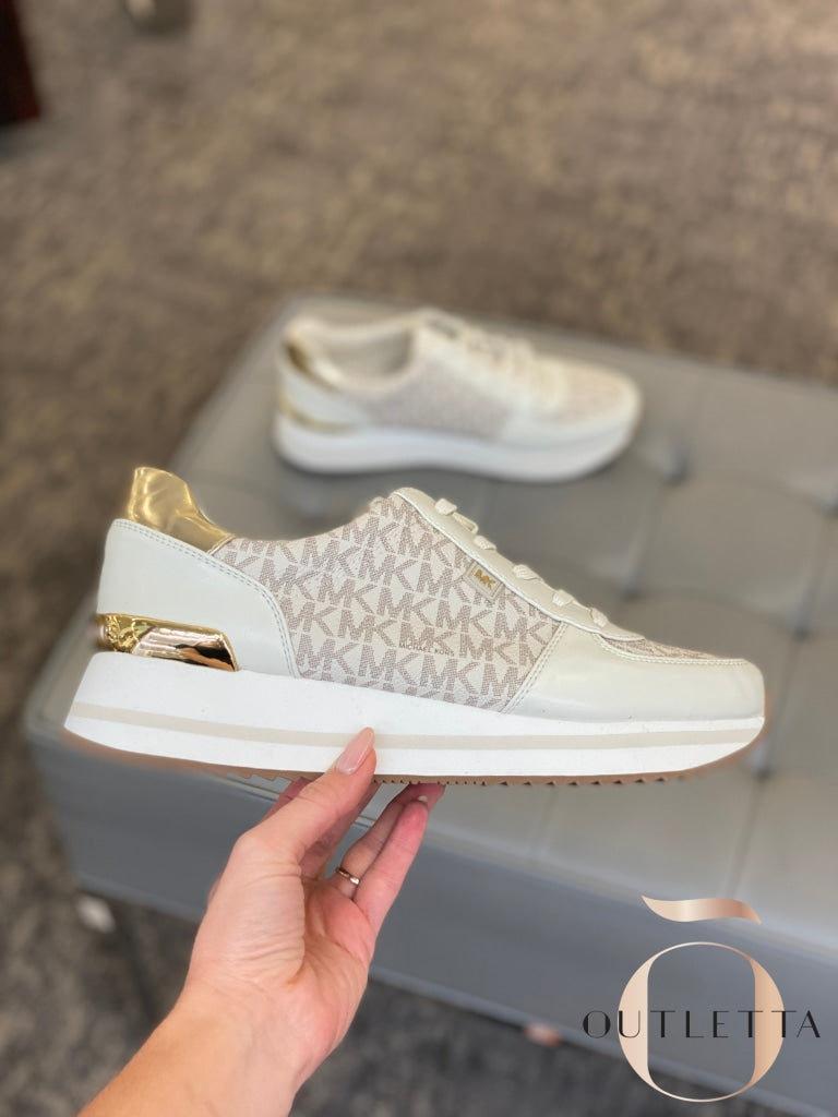Womens Monique Trainer Lace-Up Sneakers - Cream Logo 5 Shoes
