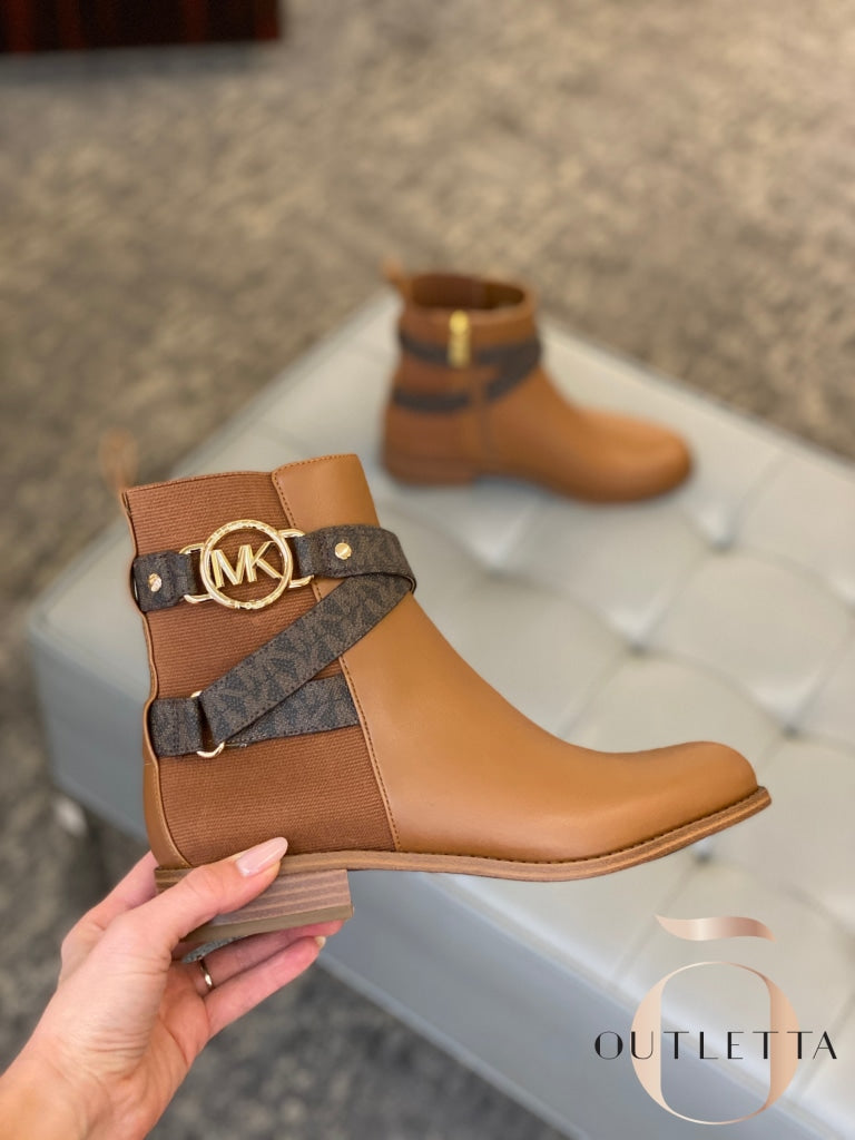 Womens Rory Signature Strap Booties - Luggage 5 Shoes