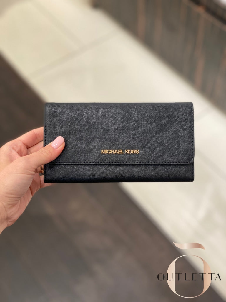 Large Trifold Wallet Black/gold Handbags