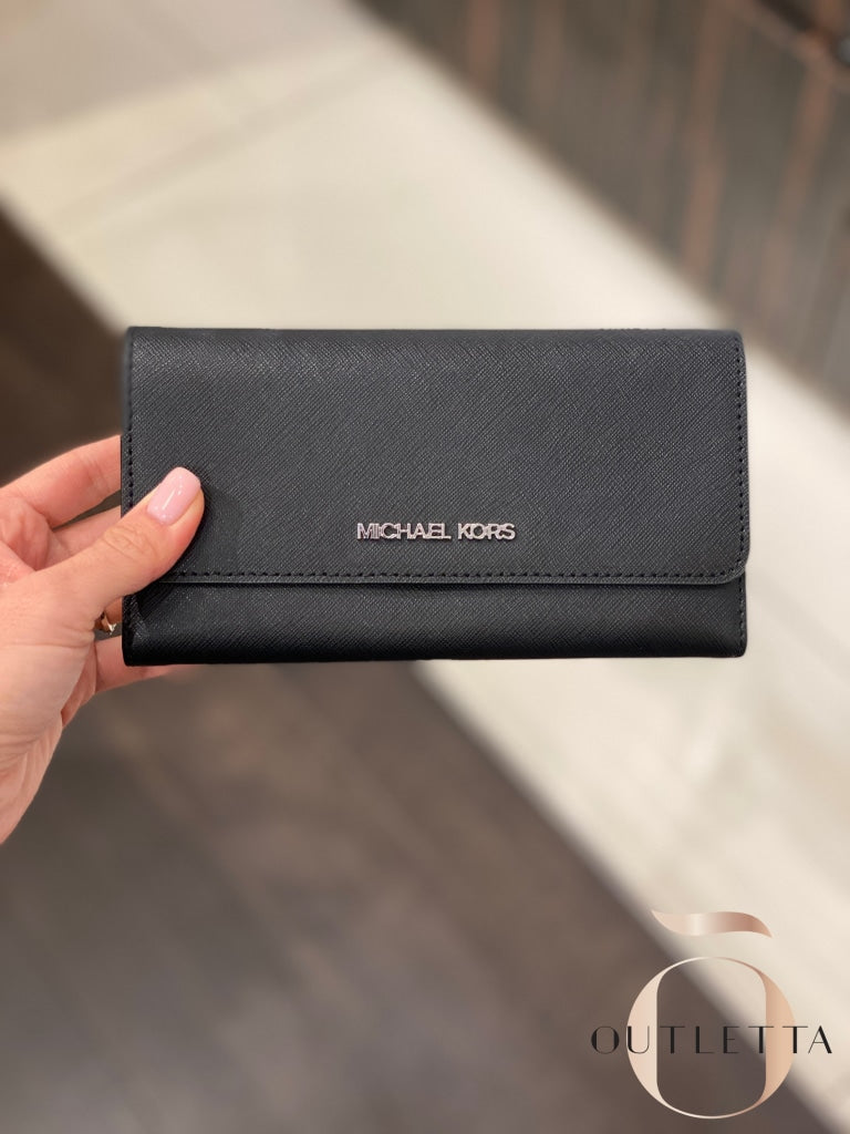 Large Trifold Wallet Black/silver Handbags